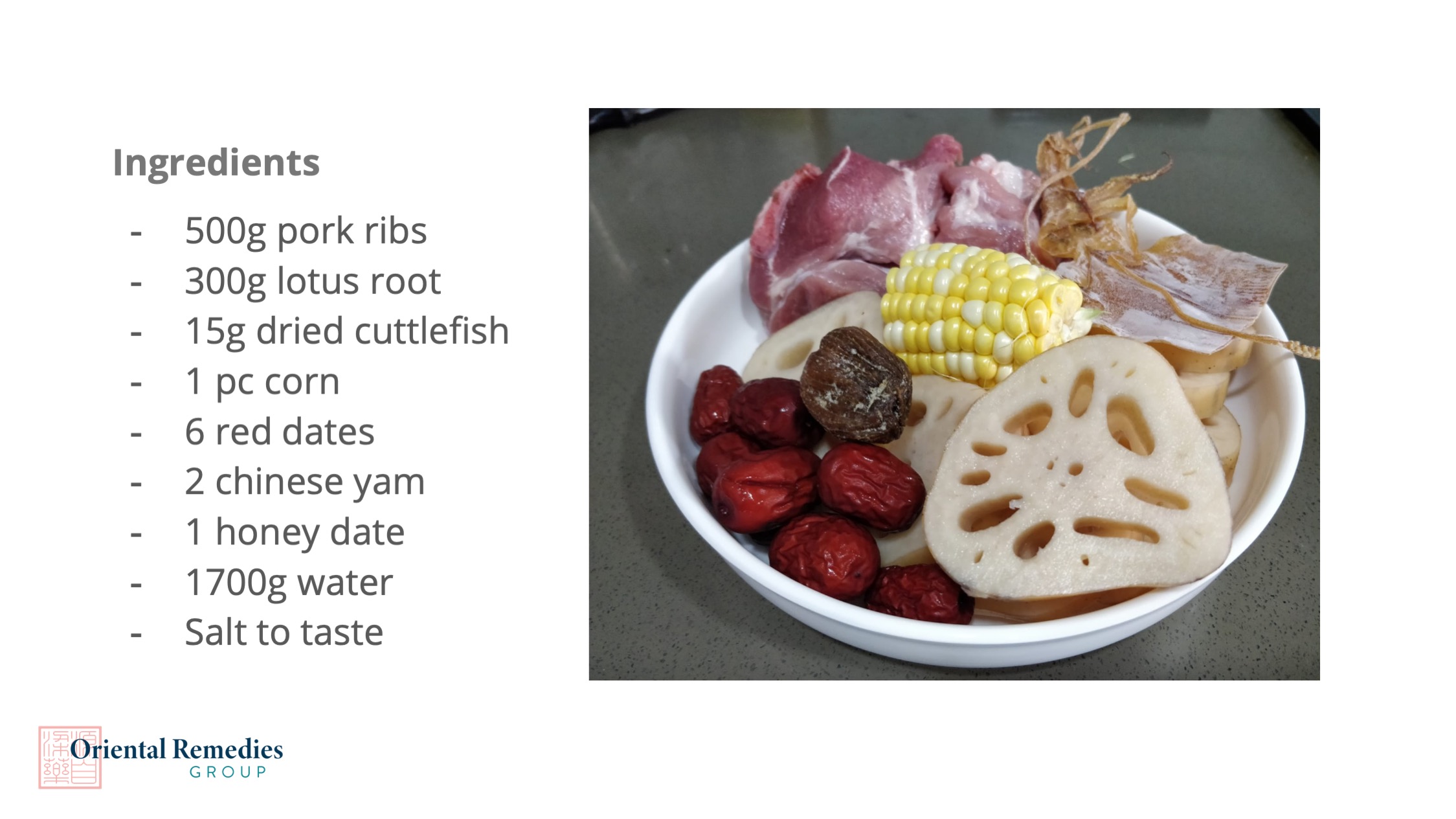 Ingredients for Qi and Blood boosting Pork Rib Soup | Oriental Remedies